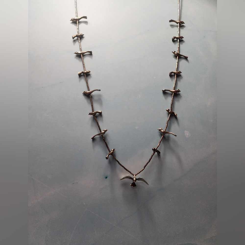 Vintage Native American Sterling Bird Fetish Necklace - Picture 2 of 13